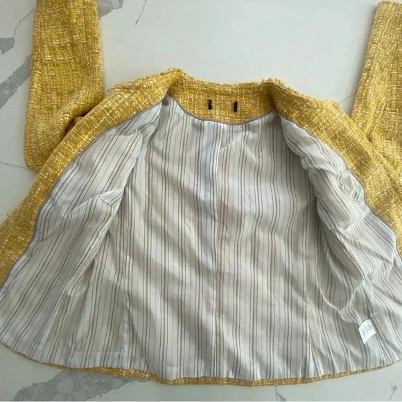 Talbots Classic Lined Butter Yellow Tweed Career Blazer Jacket Women's Small EUC - Picture 11 of 16